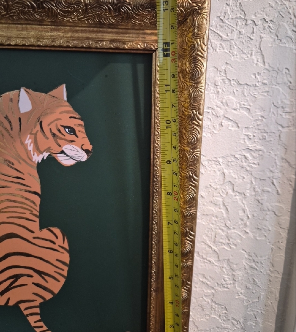 Framed Tiger Silhouette Wall Art - Orange Gold Green 11" X 13.5" - Picture 6 of 6